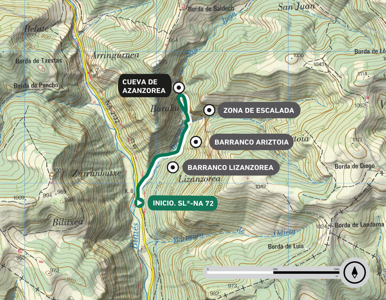 Mapa SL-NA 72 Cueva de Azanzorea